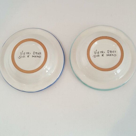Vietri Store Dip A Mano Ceramic 4” Ashtrays Italy Floral Blue Green New Pottery - Picture 3 of 6